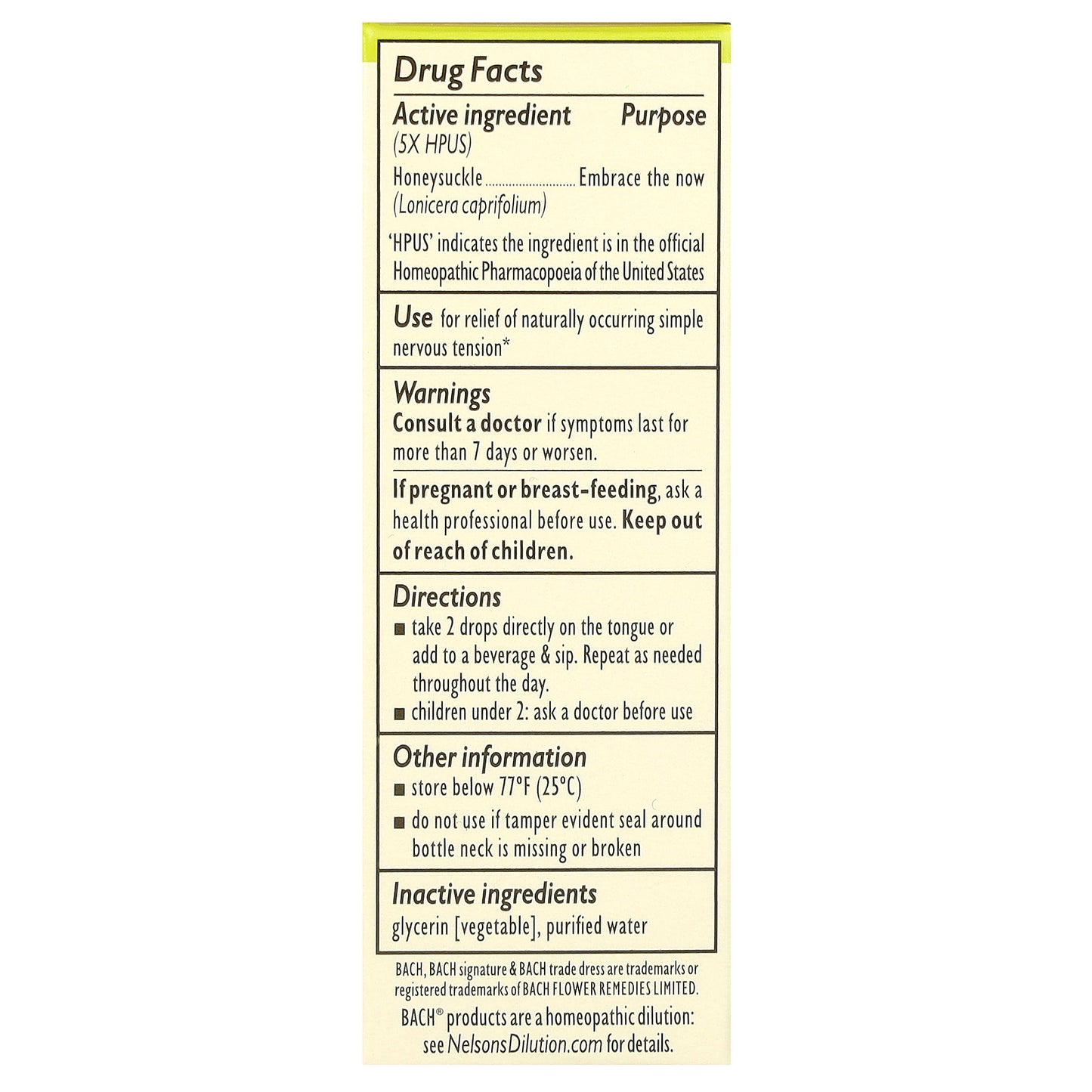 Bach, Original Flower Remedies, Honeysuckle , 0.35 fl oz (10 ml)