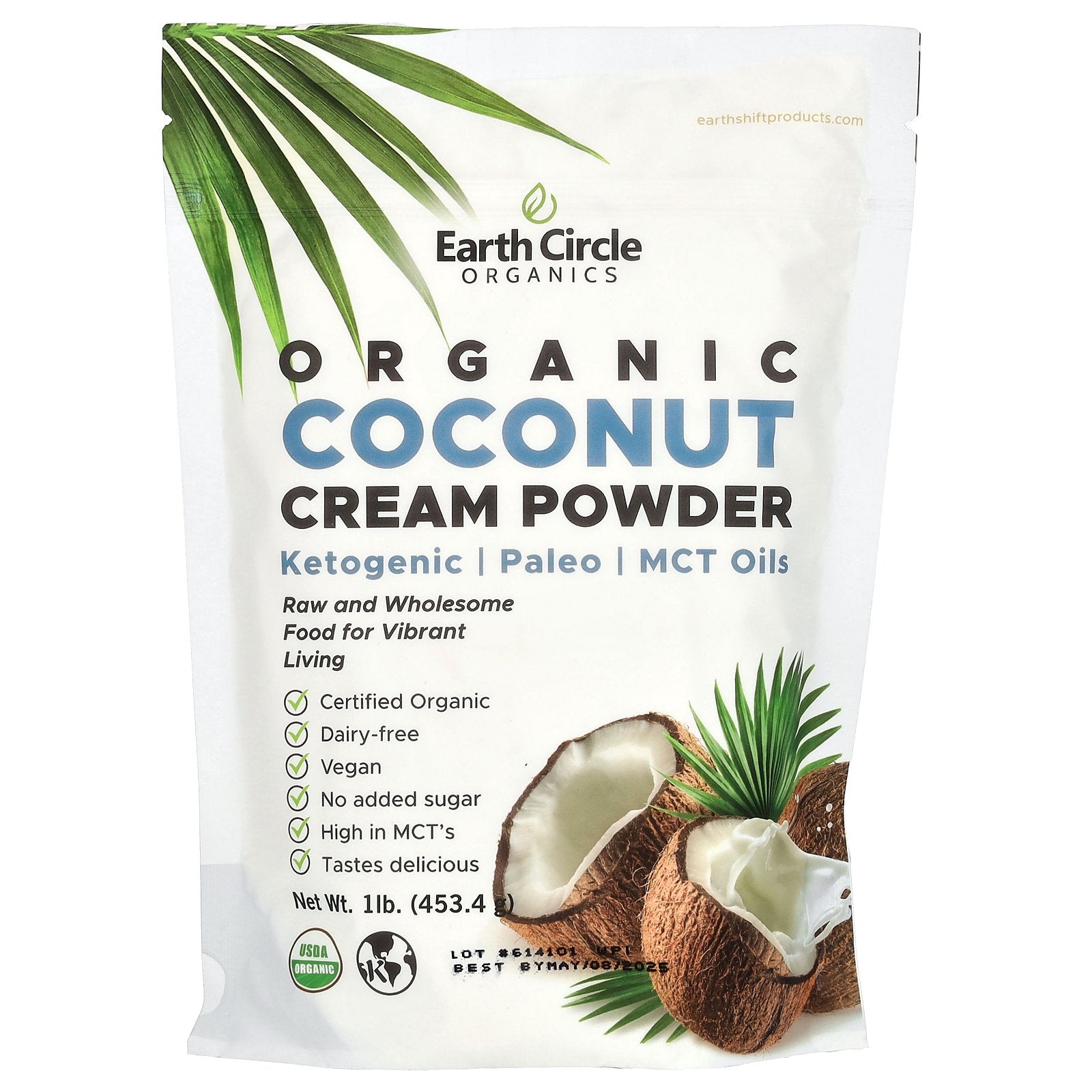 Earth Circle Organics, Organic Coconut Cream Powder, 1 lb (453.4 g)