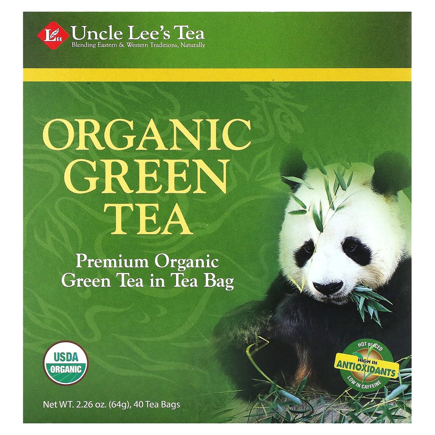 Uncle Lee's Tea, Organic Green Tea, 40 Tea Bags, 2.26 oz (64 g)