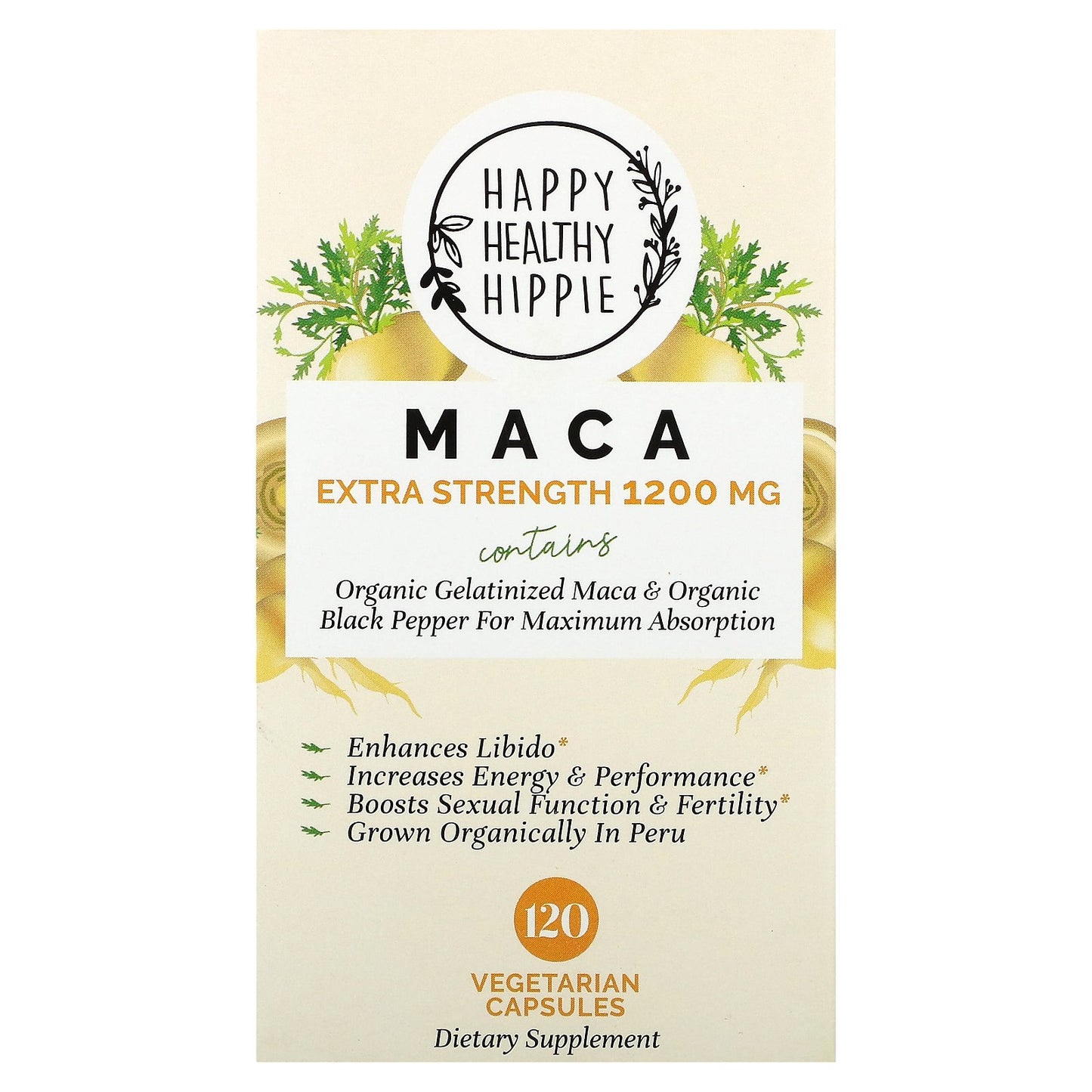 Happy Healthy Hippie, Maca, 120 Vegetarian Capsules