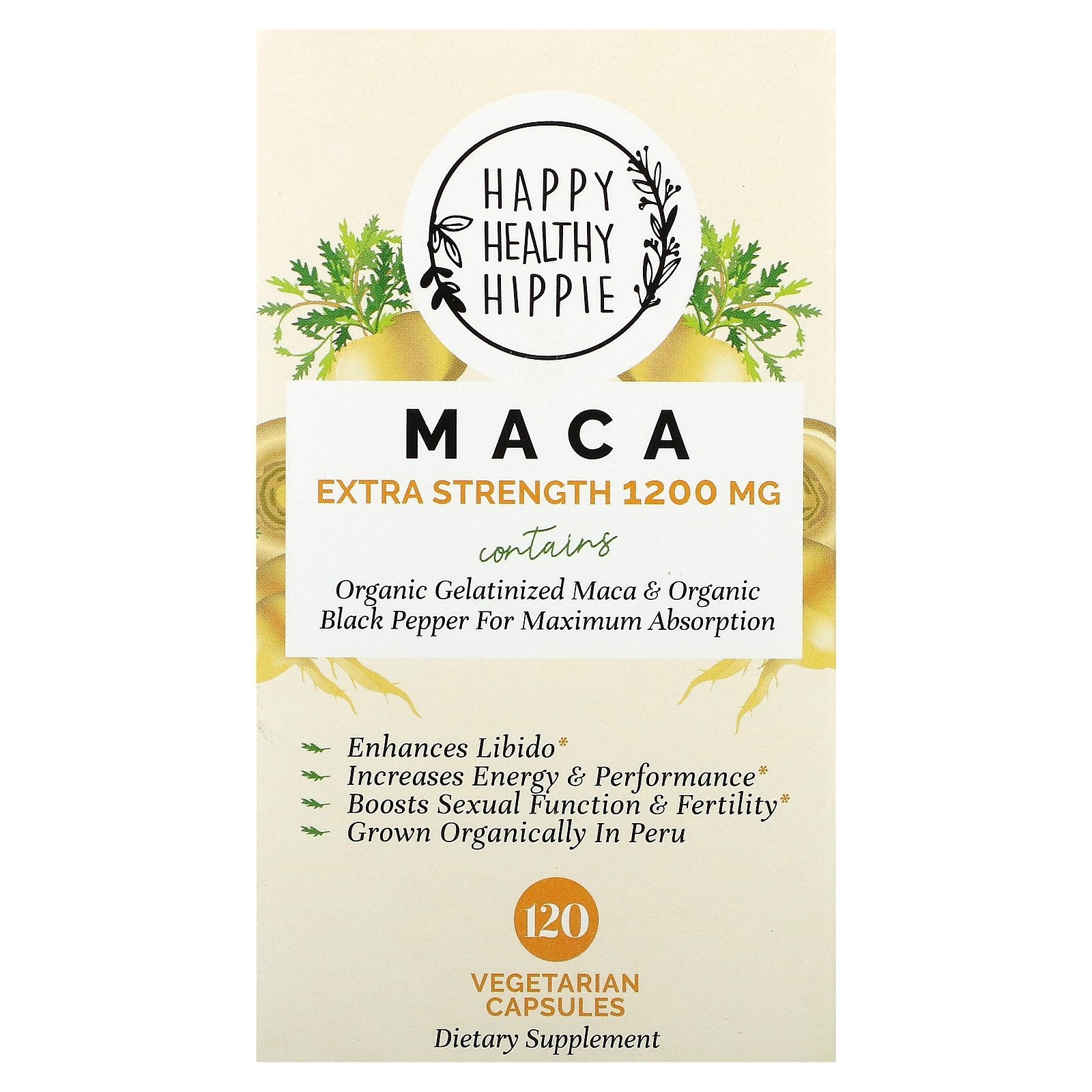 Happy Healthy Hippie, Maca, 120 Vegetarian Capsules
