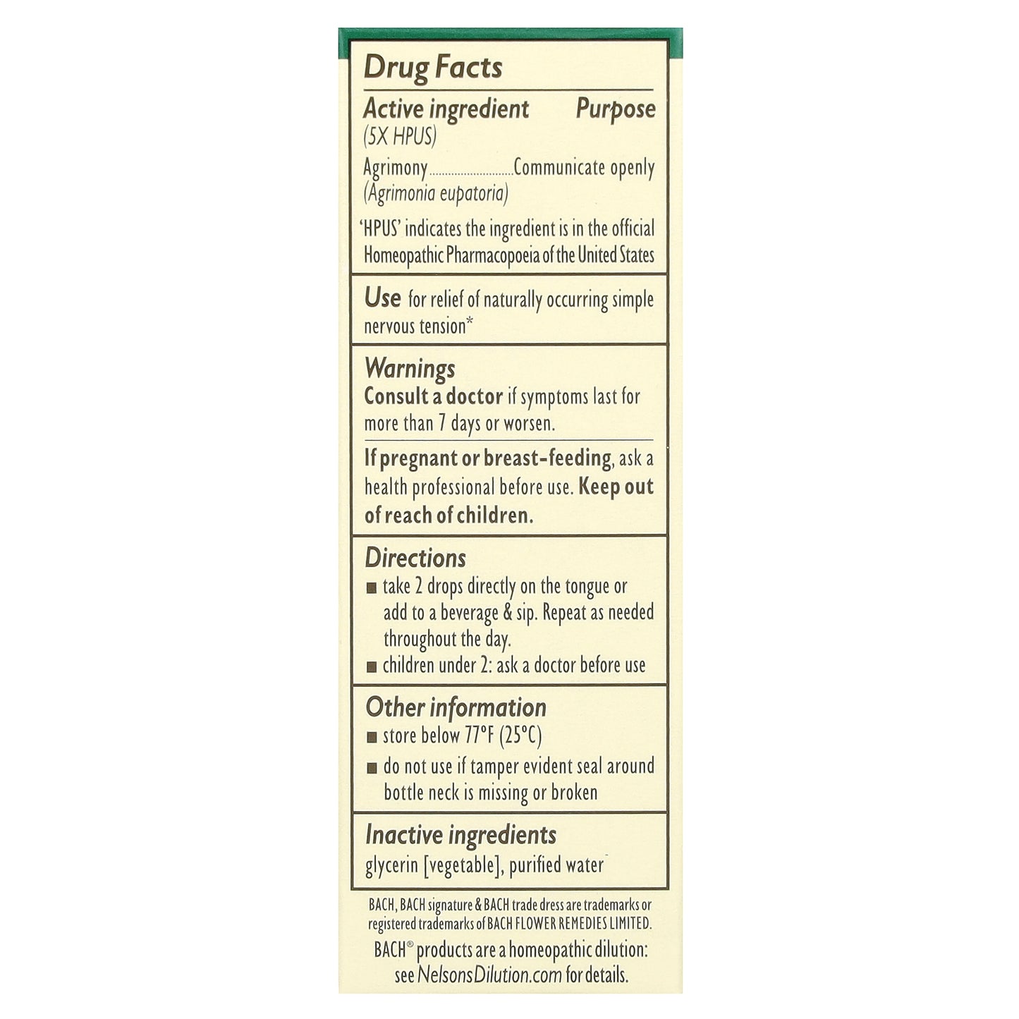 Bach, Original Flower Remedies, Agrimony, 0.35 fl oz (10 ml)