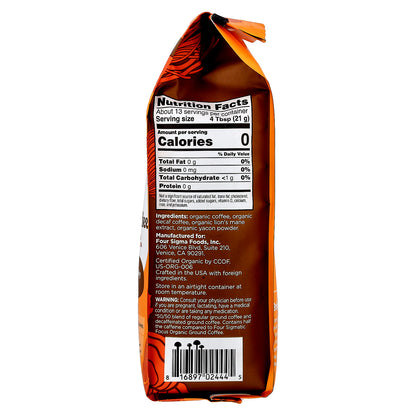 Four Sigmatic, Focus, Organic Half Caf Coffee with Lion's Mane Mushroom & Yacon, Ground, Medium Roast, 10 oz (283 g)