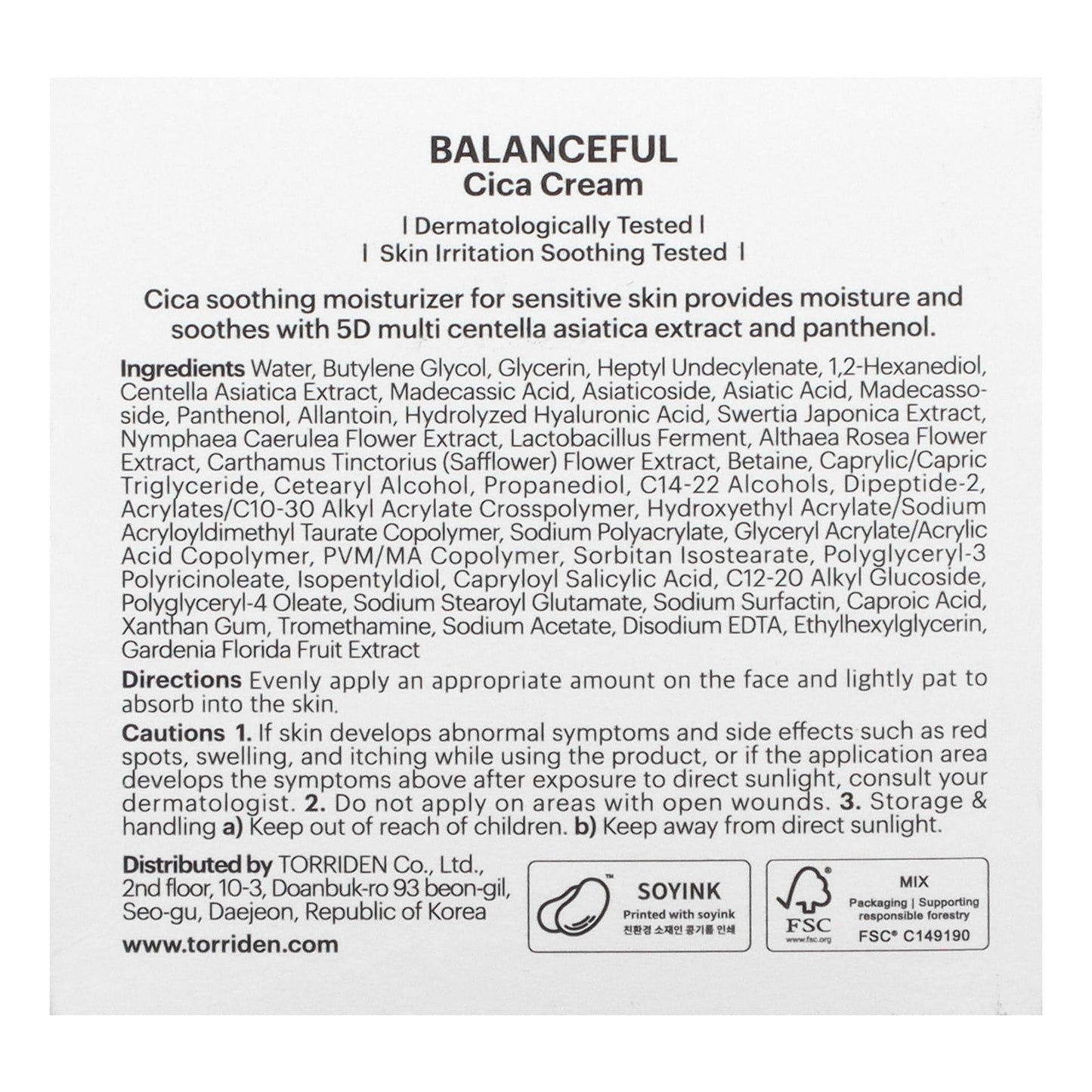 Torriden, Balanceful, Centella Asiatica Extract Cream, 2.70 fl oz (80 ml)