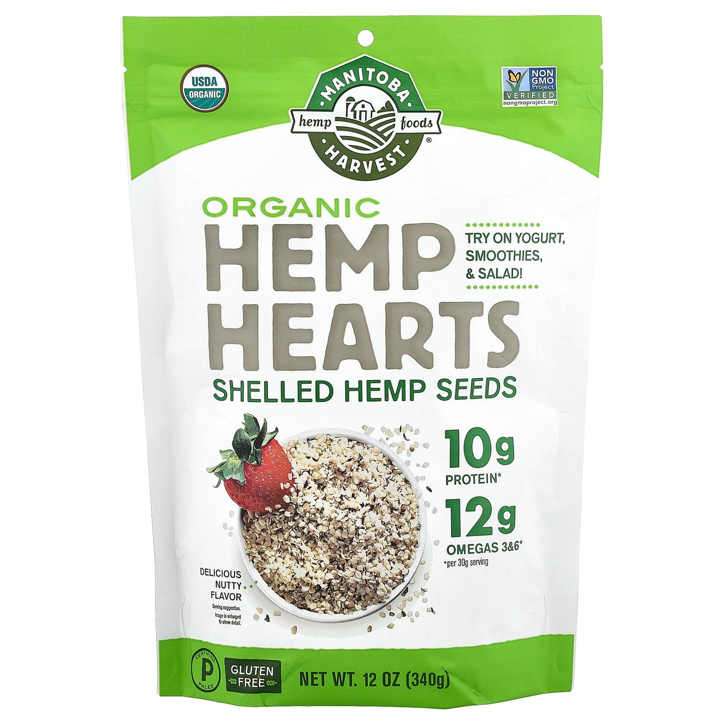 Manitoba Harvest, Hemp Hearts, Organic Shelled Hemp Seeds, Delicious Nutty, 12 oz (340 g)