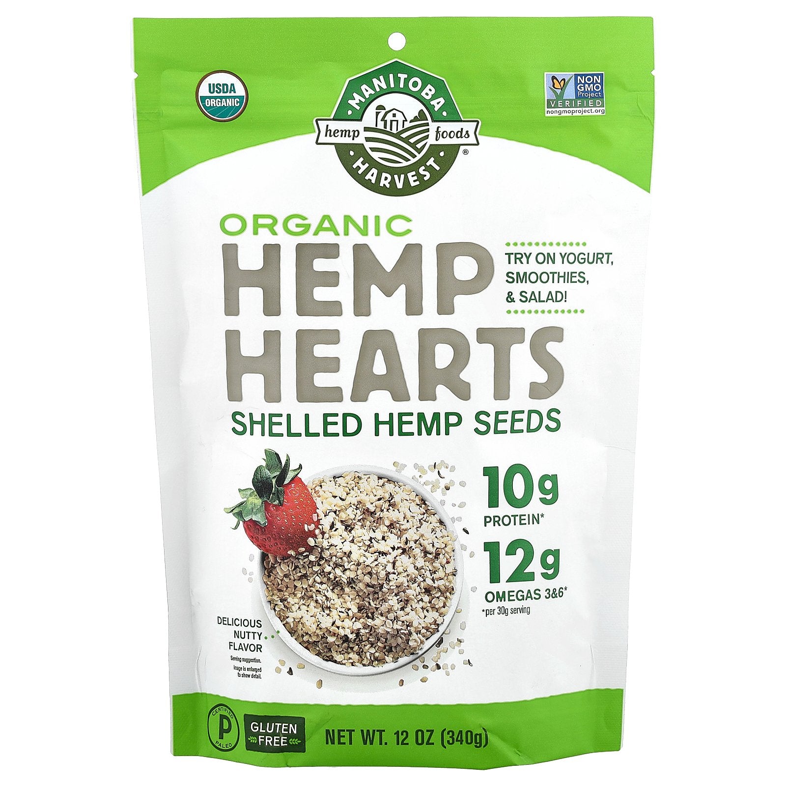 Manitoba Harvest, Hemp Hearts, Organic Shelled Hemp Seeds, Delicious Nutty, 12 oz (340 g)