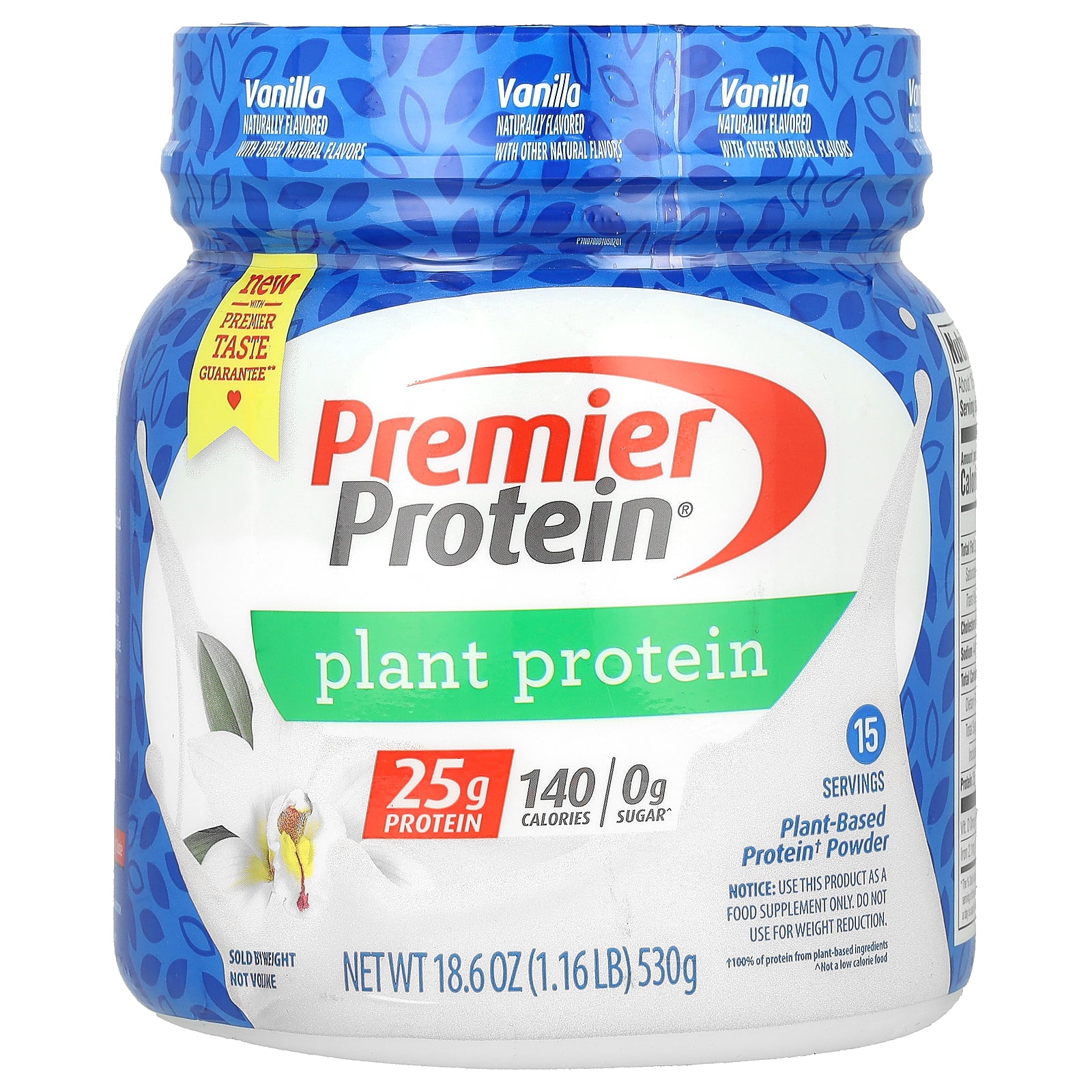 Premier Protein, Plant Protein, Vanilla, 1.16 lb (530 g)