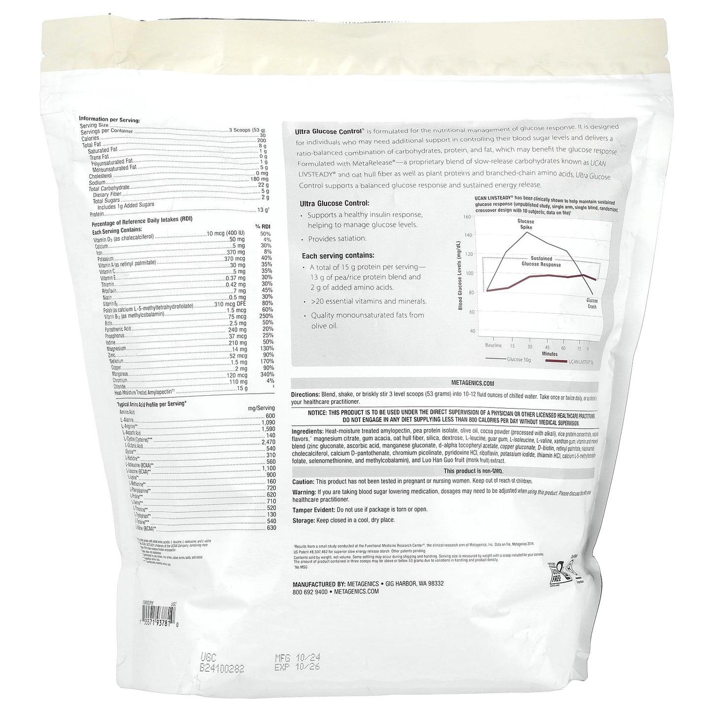 Metagenics, Ultra Glucose Control®, Medical Food, Chocolate, 56.09 oz (1,590 g)