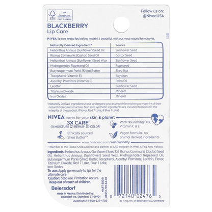 Nivea, Tinted Lip Care, Blackberry, 2 Pack, 0.17 oz (4.8 g) Each