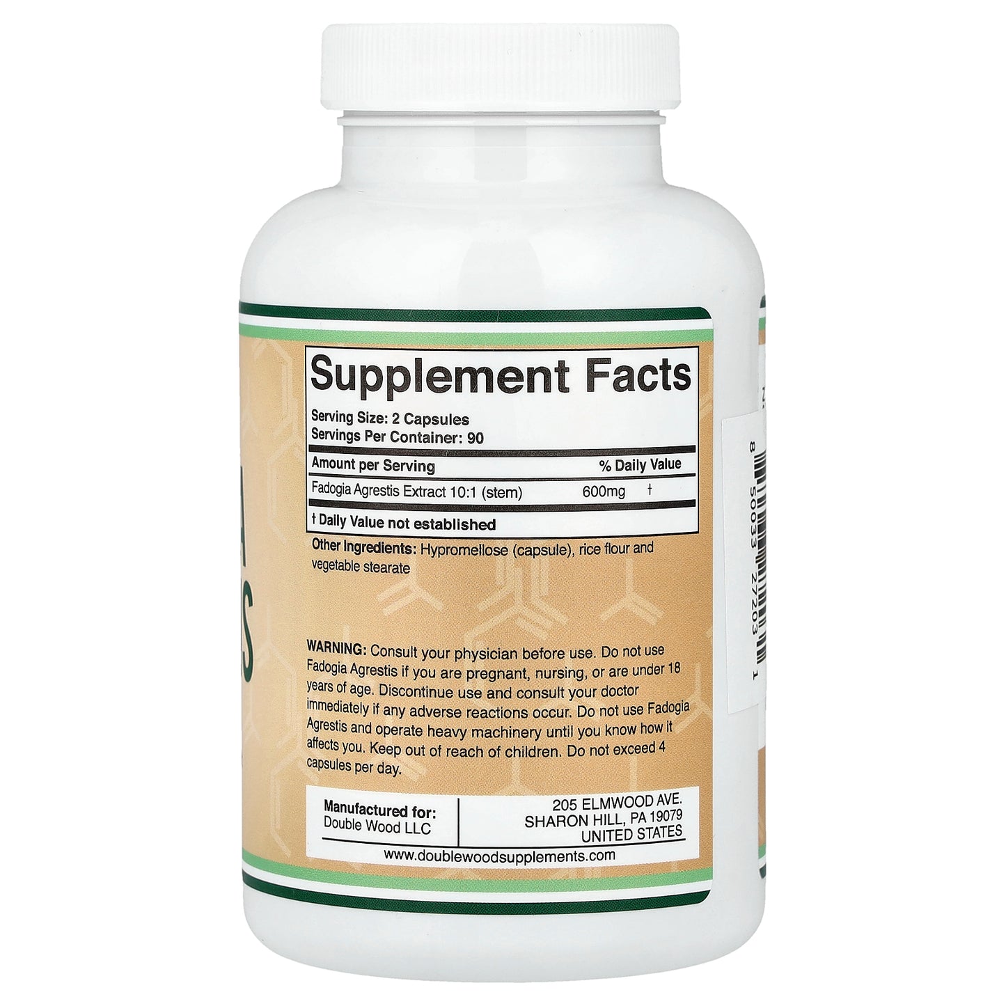 Double Wood Supplements, Fadogia Agrestis, 180 Capsules (300 mg per Capsule)