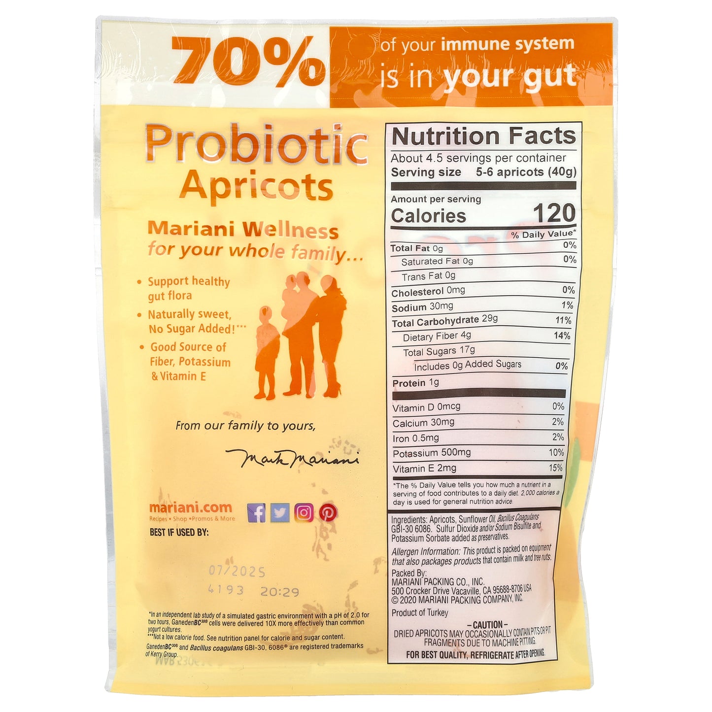 Mariani Dried Fruit, Probiotic Apricots, 6 oz (170 g)