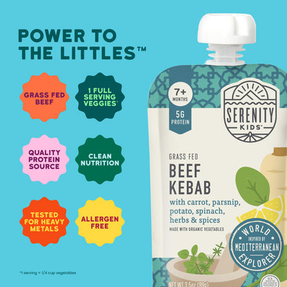 Serenity Kids, Grass Fed Beef Kabab with Carrot, Parsnip, Potato, Spinach, Herbs & Spices, 7+ Months, 3.5 oz (99 g)