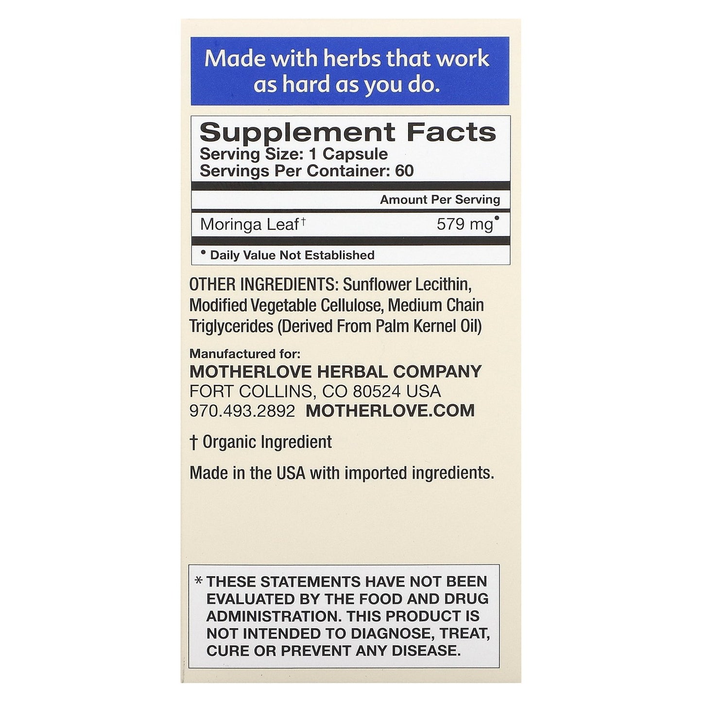 Motherlove, Breastfeeding, Moringa, 60 Liquid Capsules (579 mg per Capsule)