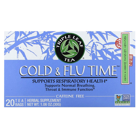 Triple Leaf Tea, Cold & Flu Time Herbal Tea, Caffeine Free, 20 Tea Bags, 1.06 oz (30 g)