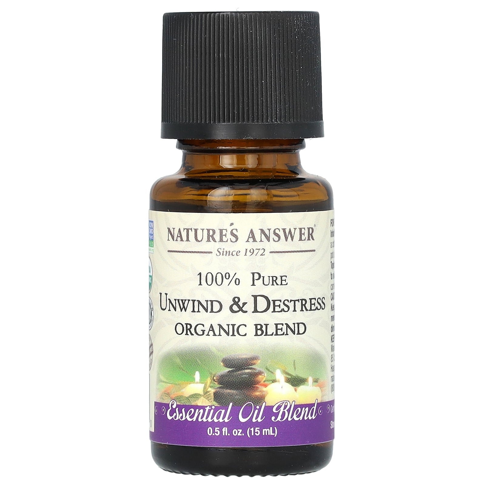 Nature's Answer, 100% Pure Organic Essential Oil Blend, Unwind & Destress, 0.5 fl oz (15 ml)