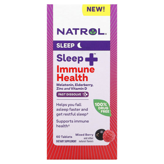 Natrol, Sleep + Immune Health, Mixed Berry, 60 Tablets