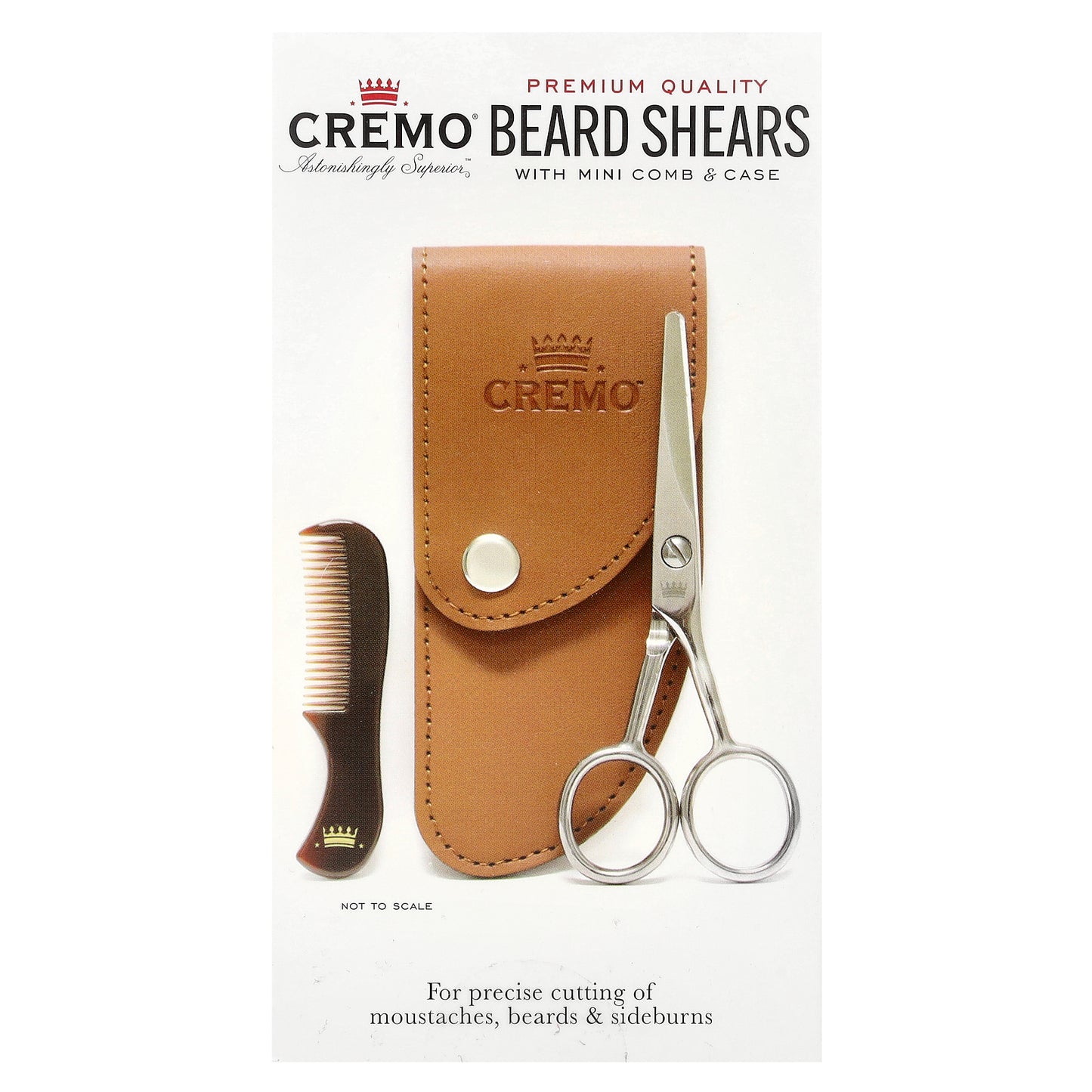 Cremo, Premium Quality Beard Shears with Mini Comb & Case, 3 Piece Kit