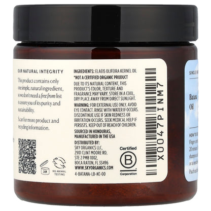 Sky Organics, 100% Raw & Unrefined Batana Oil, Hair & Scalp Nourishment, 4 fl oz (118 ml)