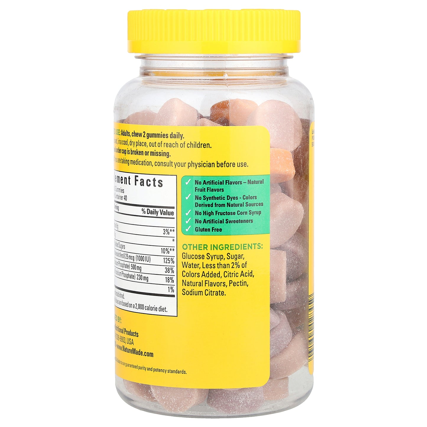 Nature Made, Calcium with Vitamin D3 Gummies, Cherry, Orange & Strawberry, 80 Gummies