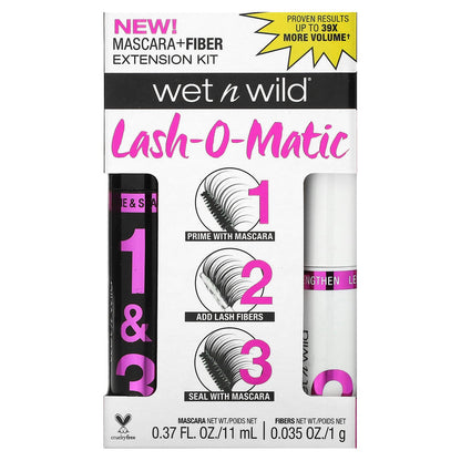 wet n wild, Lash-O-Matic Mascara + Fiber Extension Kit, Very Black, 0.37 fl oz (11 ml)