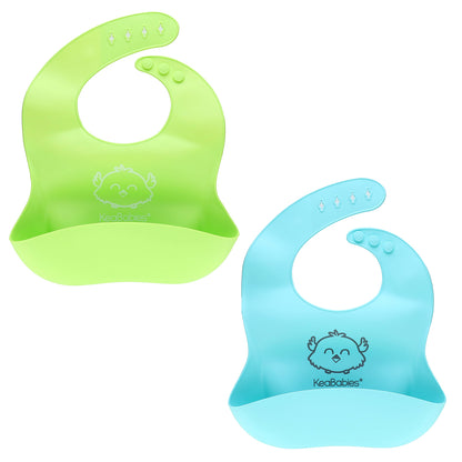 KeaBabies, Baby Silicone Bibs, Cloud Nine, Newborn - 4 Years, 2 Pack