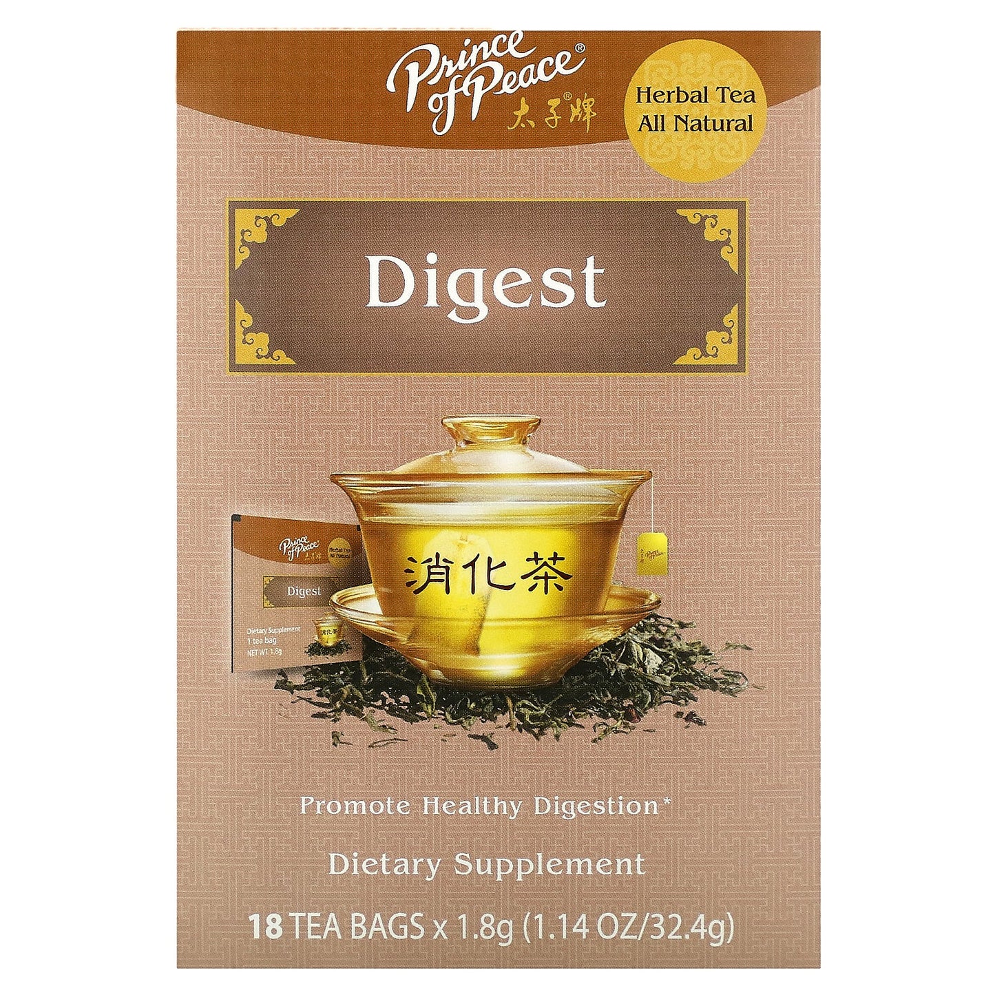 Prince of Peace, Herbal Tea, Digest, 18 Tea Bags, 1.14 oz (32.4 g)