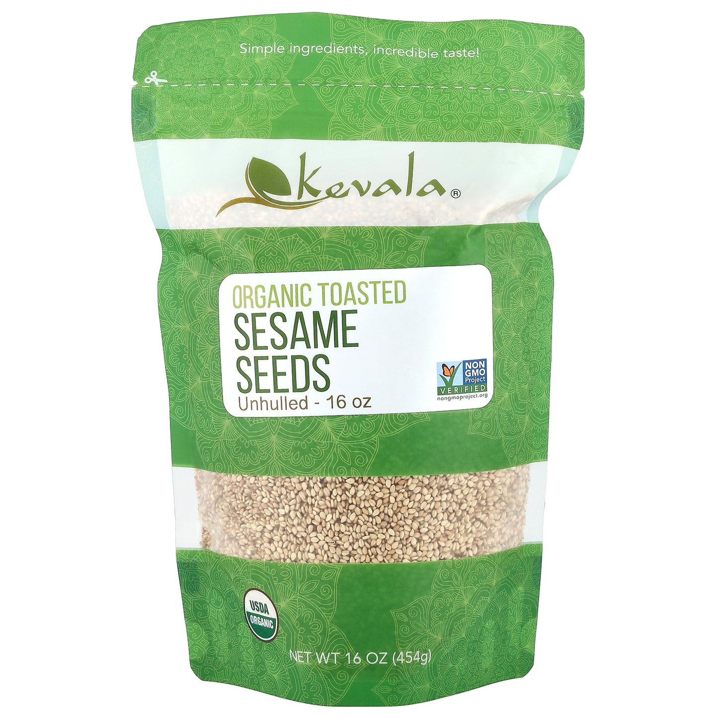 Kevala, Organic Toasted Sesame Seeds, Unhulled, 16 oz (454 g)
