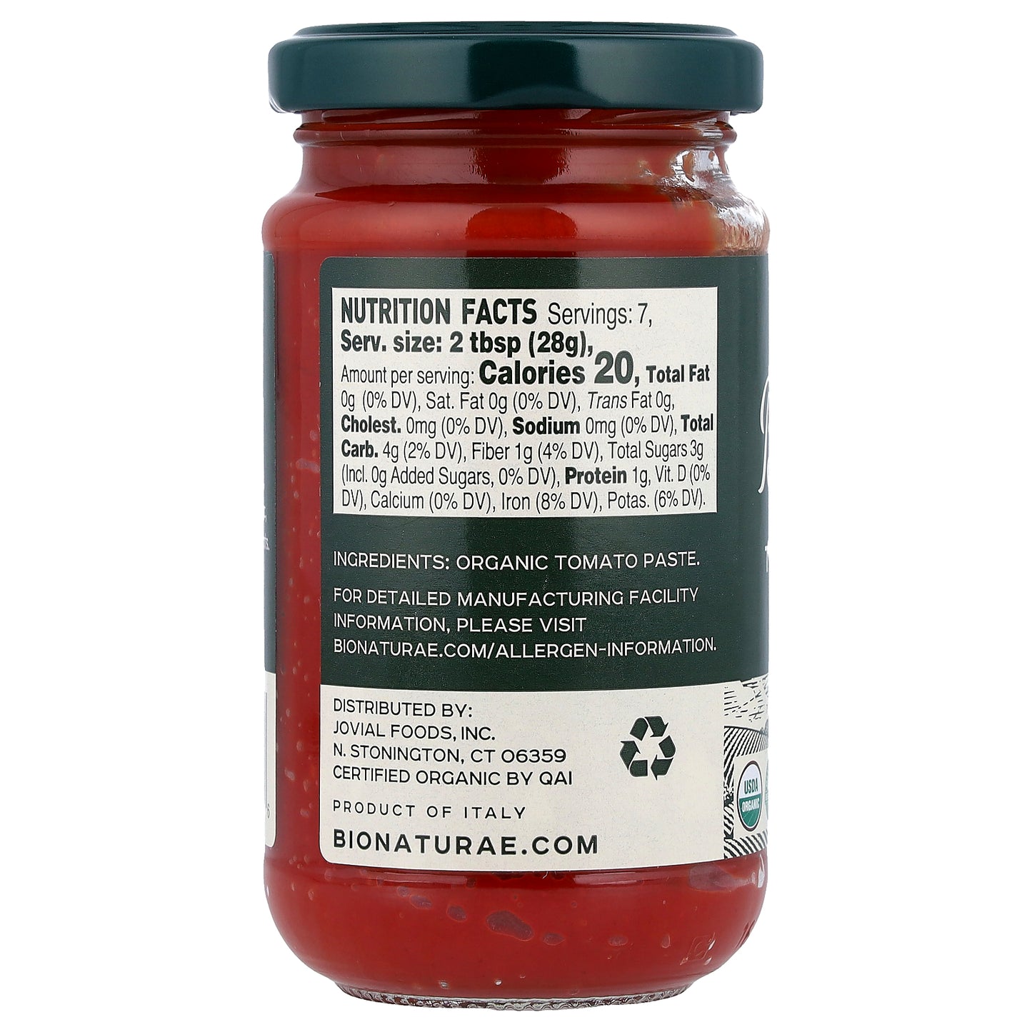 Bionaturae, Organic Tomato Paste, 7 oz (200 g)