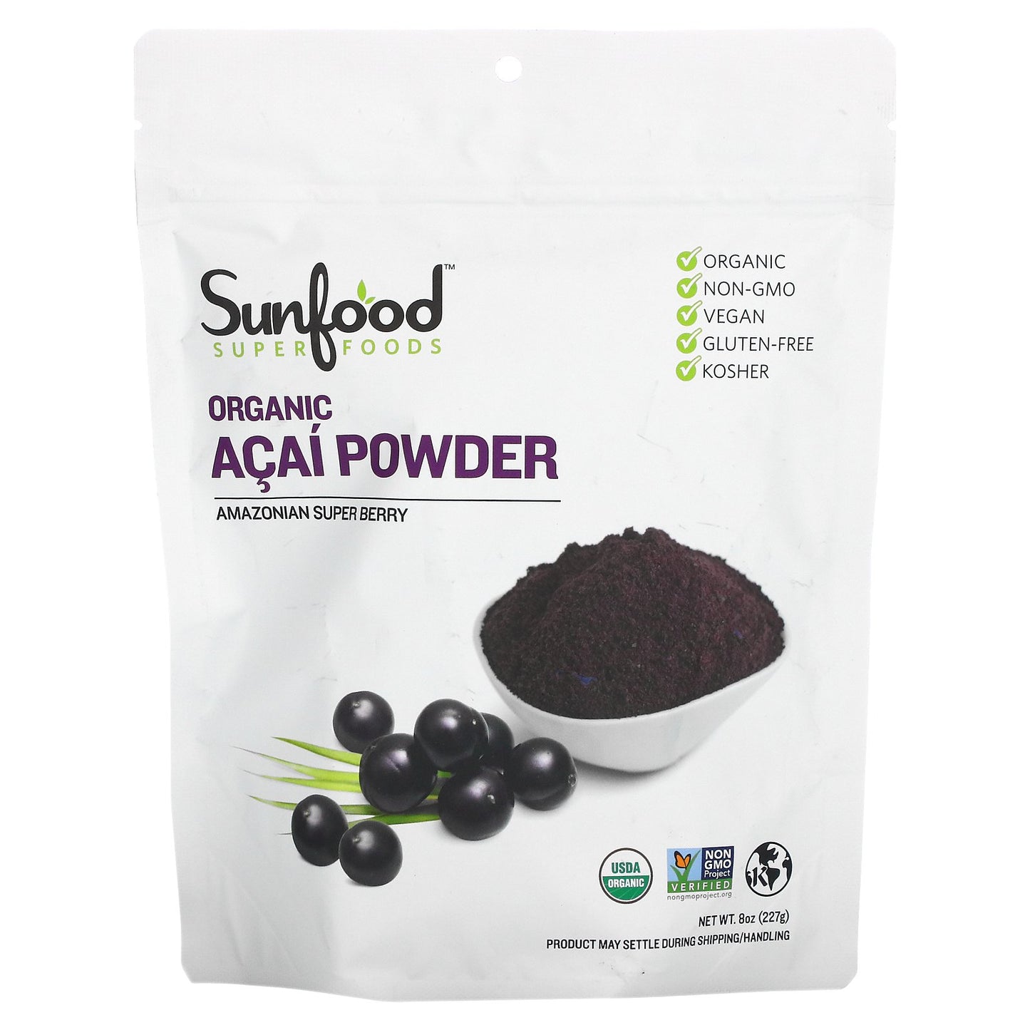 Sunfood, Organic Acai Powder, 8 oz (227 g)