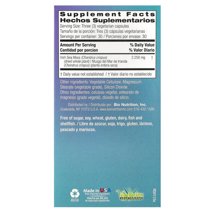 Bio Nutrition, Irish Sea Moss, 90 Vegetarian Capsules (750 mg per Capsule)