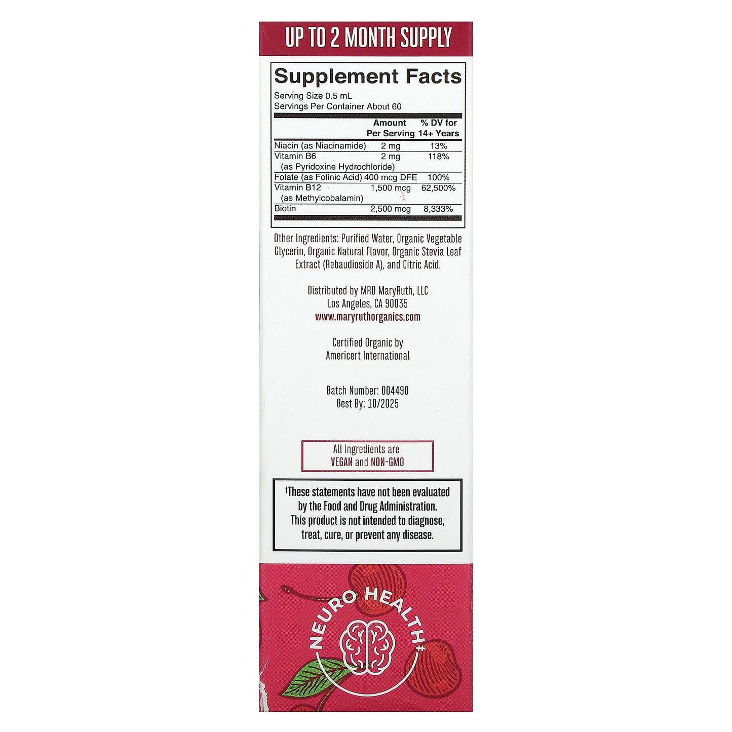 MaryRuth's, Vegan B Complex Liquid Drops, Cherry, 1 fl oz (30 ml)