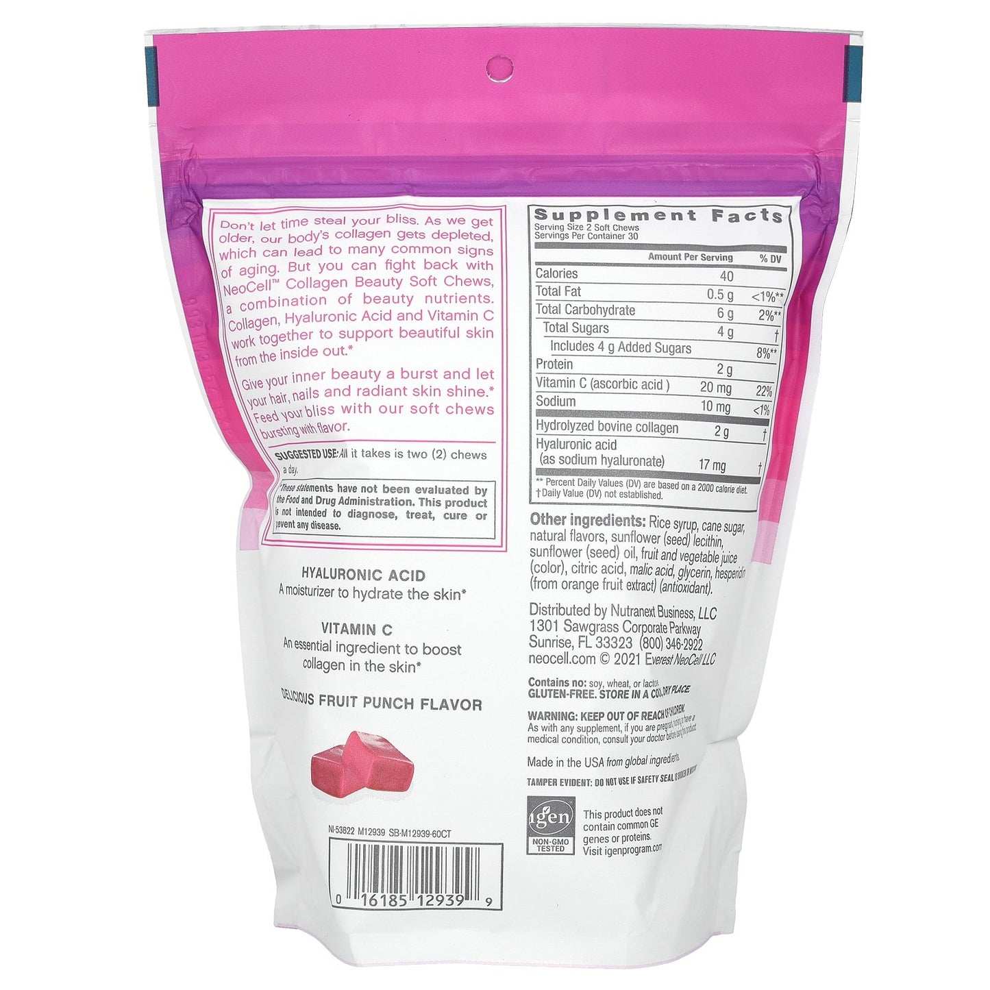 NeoCell, Collagen Beauty Soft Chews, Fruit Punch, 2 g, 60 Soft Chews (1 g per Chew)