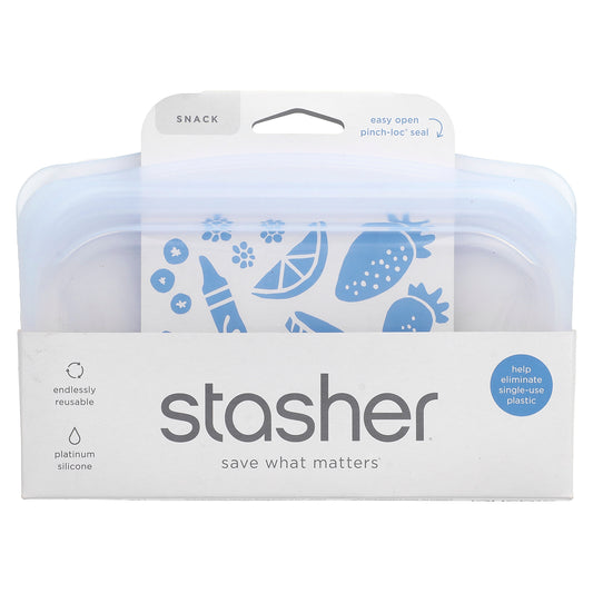 Stasher, Reusable Silicone Food Bag, Snack Size, Clear, 12 fl oz (355 ml)