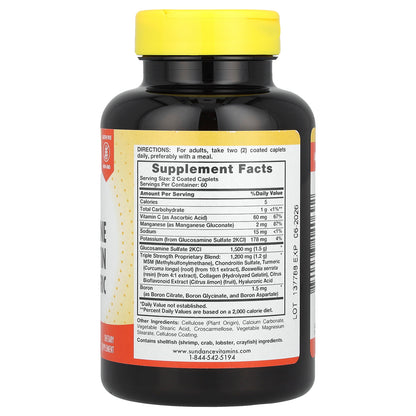 Sundance Vitamins, Triple Strength Glucosamine Chondroitin MSM & Turmeric, 120 Coated Caplets