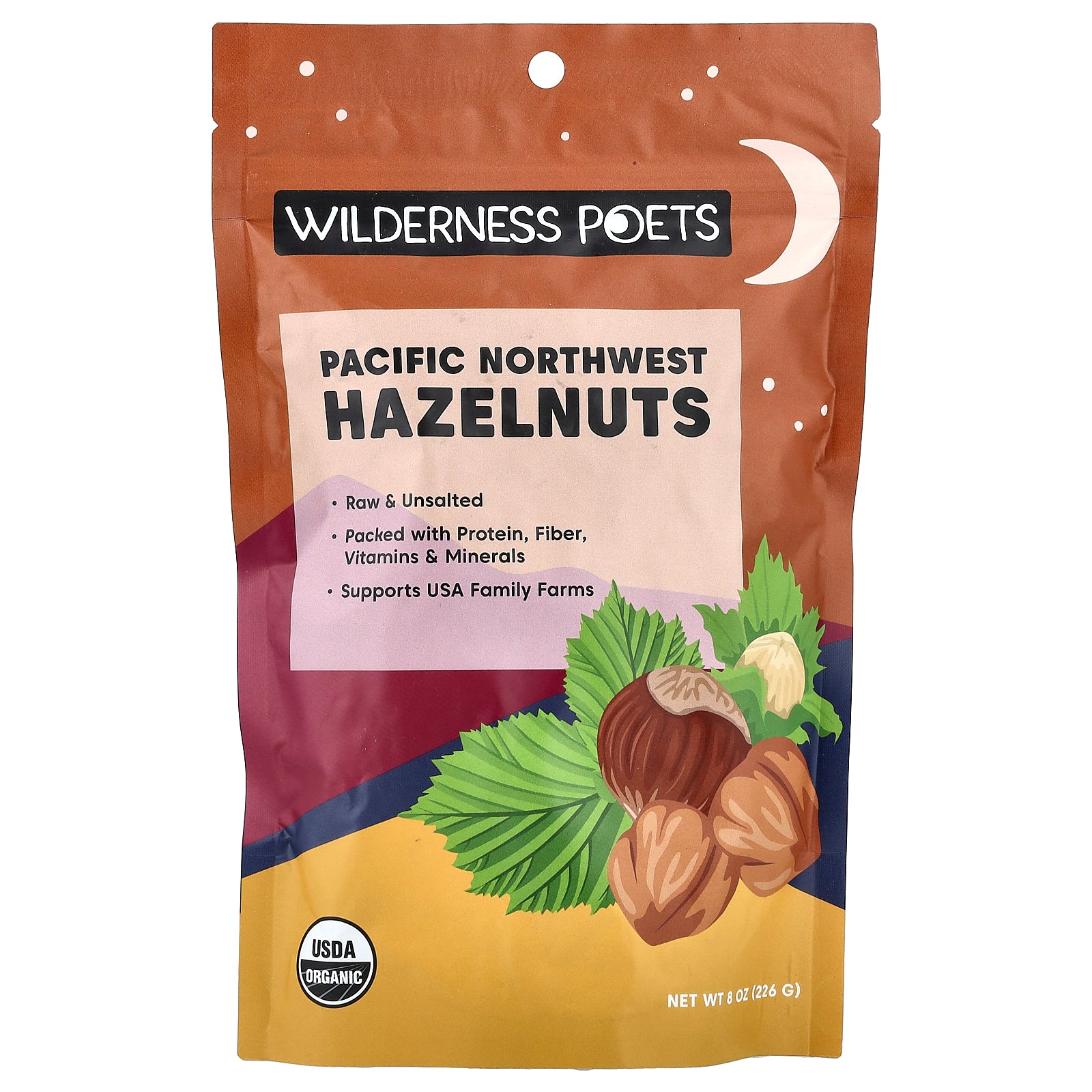 Wilderness Poets, Organic Pacific Northwest Hazelnuts, Unsalted, 8 oz (226 g)