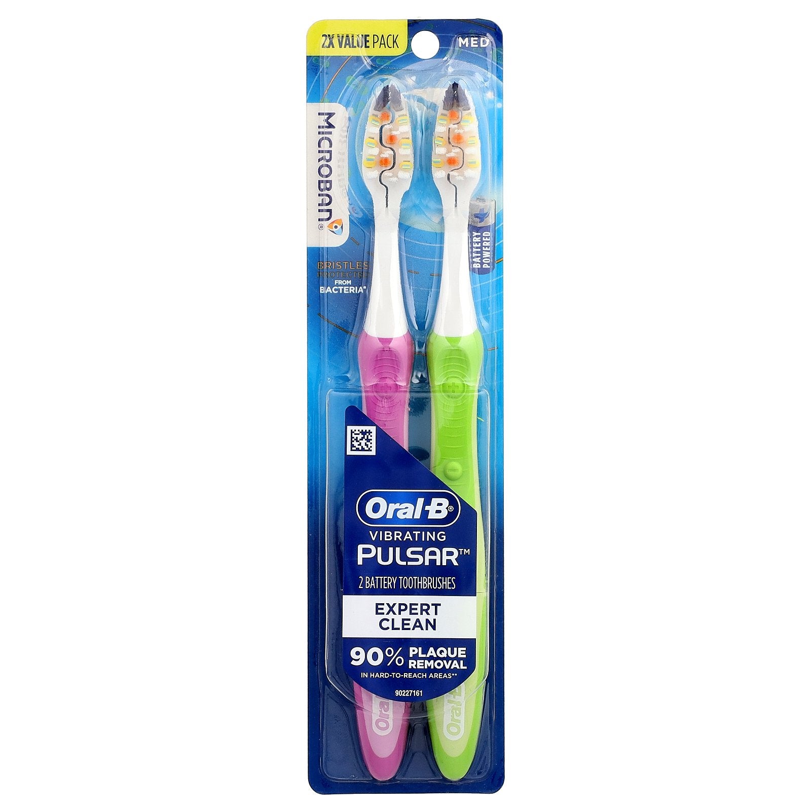 Oral-B, Vibrating Pulsar™, Battery Powered Toothbrush, Medium, 2 Pack