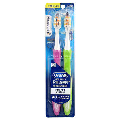 Oral-B, Vibrating Pulsar™, Battery Powered Toothbrush, Medium, 2 Pack