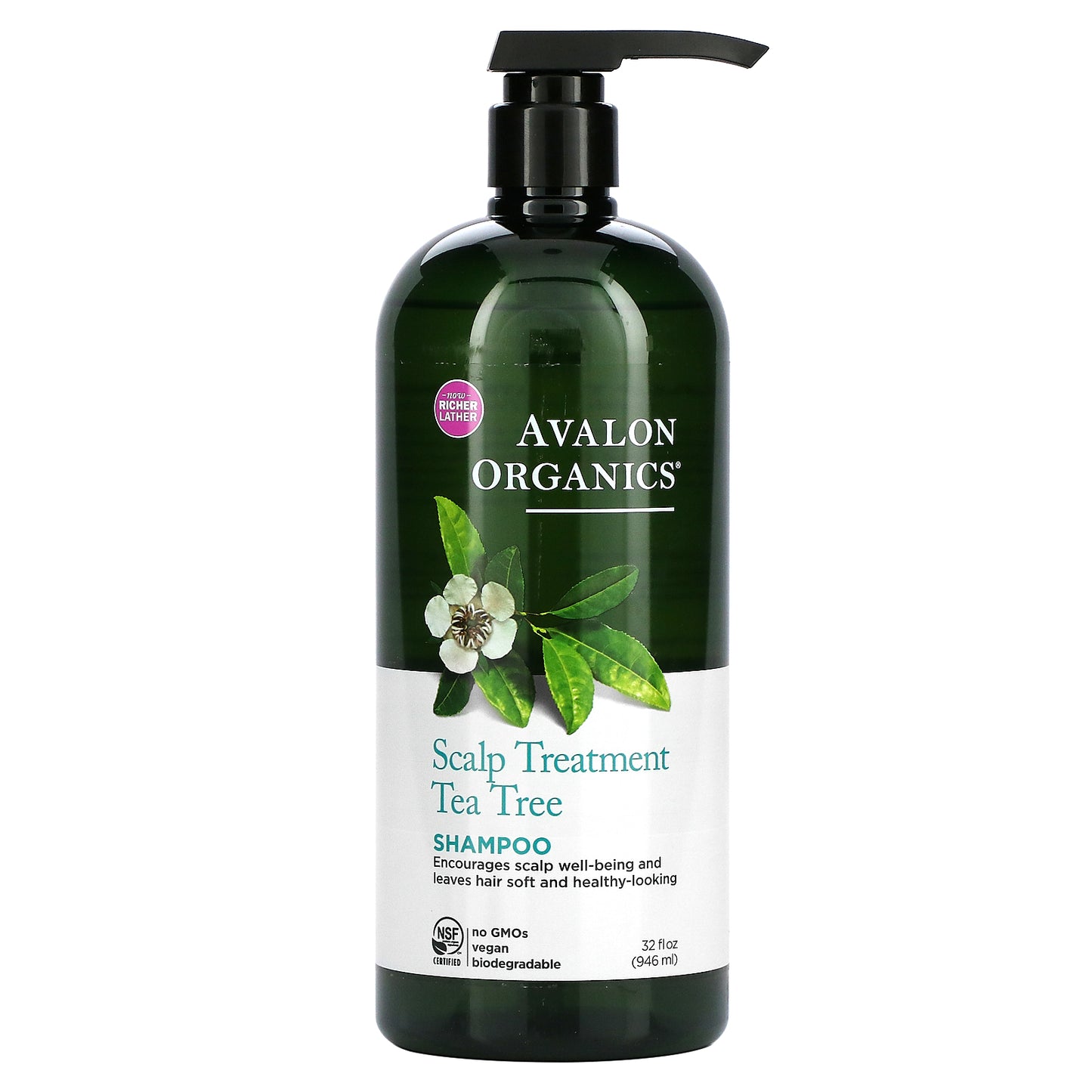 Avalon Organics, Shampoo, Scalp Treatment, Tea Tree, 32 fl oz (946 ml)