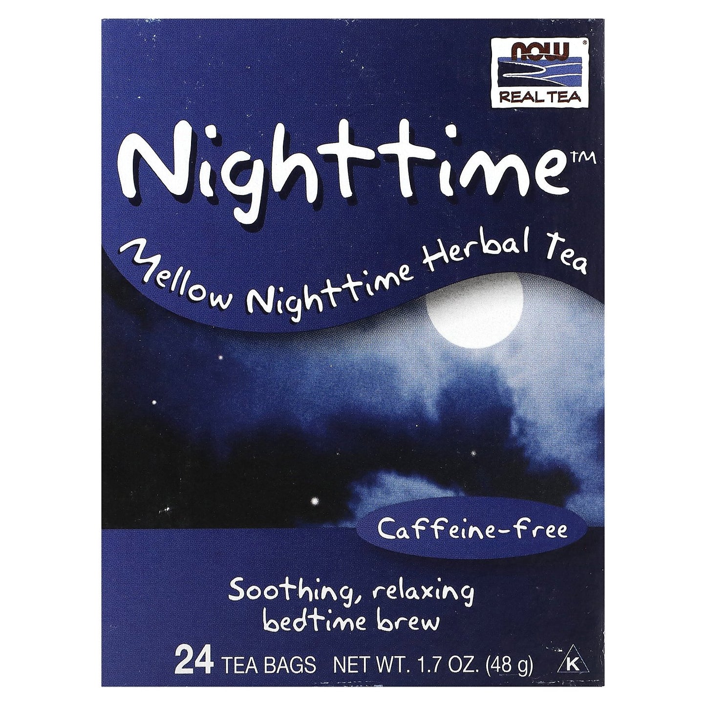 NOW Foods, Real Tea, Nighttime, Caffeine-Free, 24 Tea Bags, 1.7 oz (48 g)