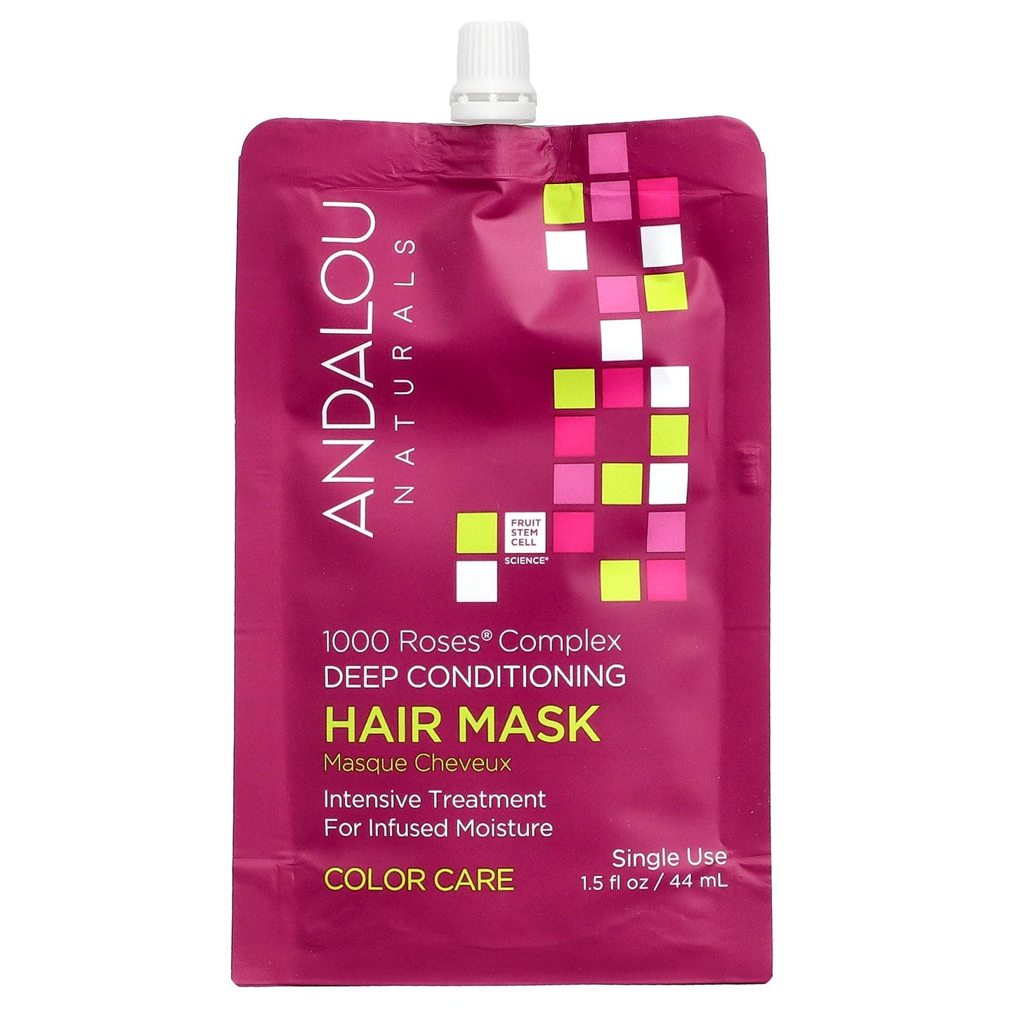 Andalou Naturals, 1000 Roses® Complex, Deep Conditioning Hair Mask, Color Care, 1.5 fl oz (44 ml)