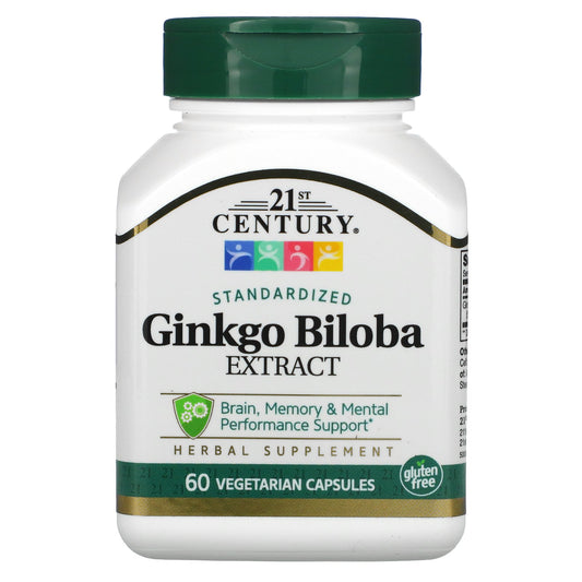 21st Century, Ginkgo Biloba Extract, Standardized, 60 mg, 60 Vegetarian Capsules