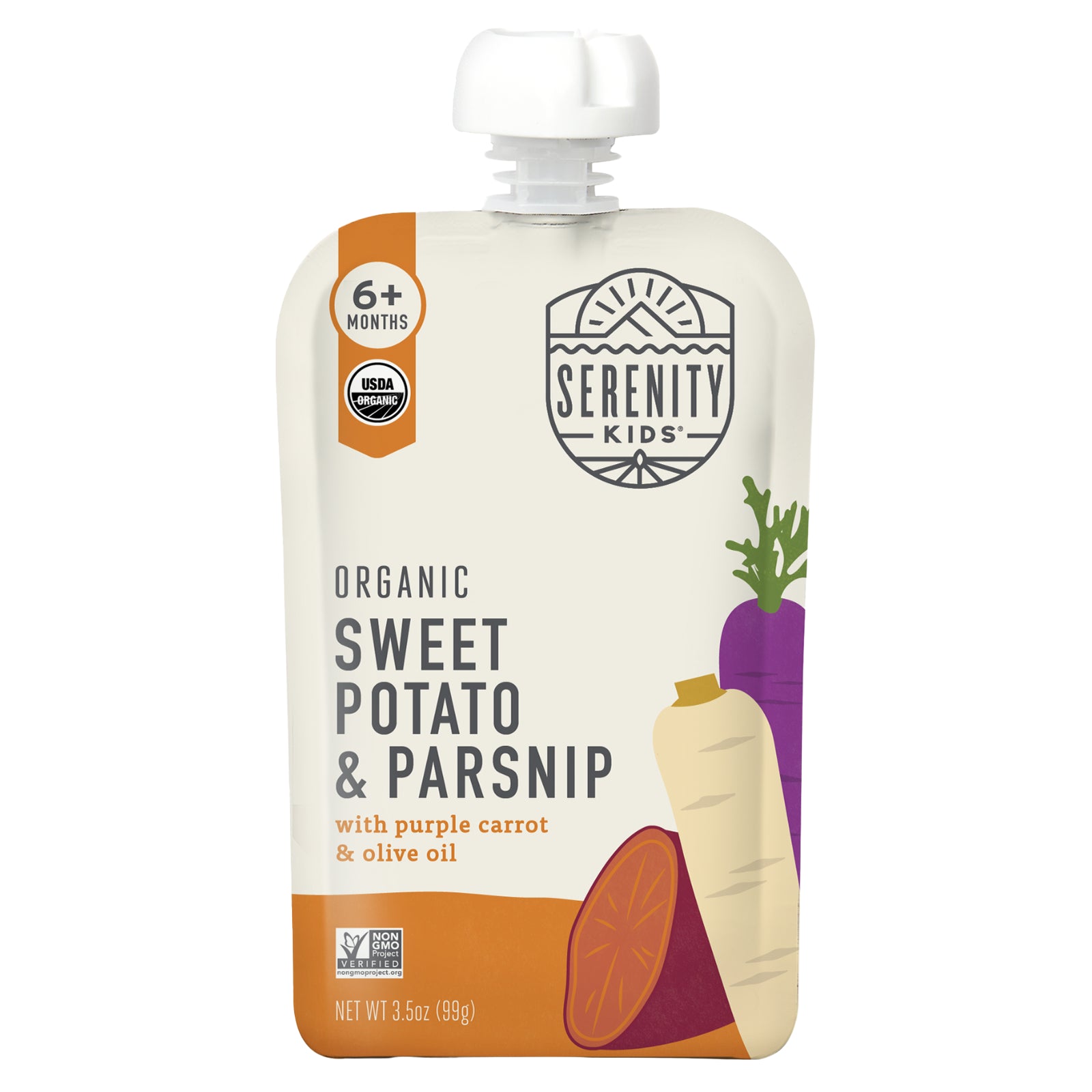 Serenity Kids, Organic Sweet Potato & Parsnips with Purple Carrot & Olive Oil, 6+ Months, 3.5 oz (99 g)