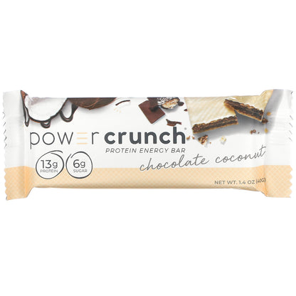 BNRG, Power Crunch Protein Energy Bar, Chocolate Coconut, 12 Bars, 1.4 oz (40 g) Each