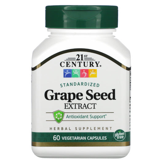 21st Century, Grape Seed Extract, Standardized, 60 Vegetarian Capsules (50 mg per Capsule)