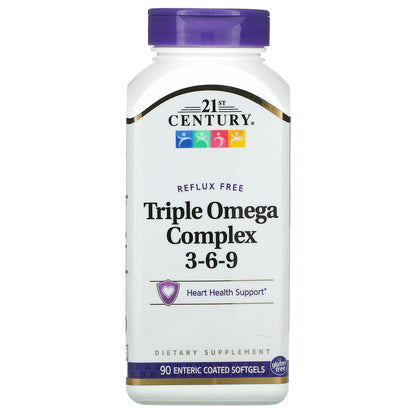 21st Century, Triple Omega Complex 3-6-9, 90 Enteric Coated Softgels