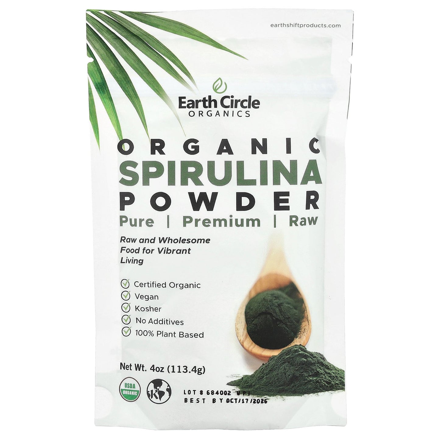 Earth Circle Organics, Organic Spirulina Powder, 4 oz (113.4 g)