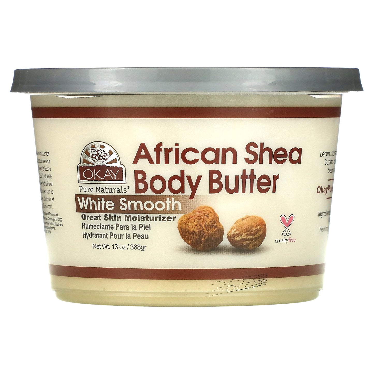 Okay Pure Naturals, African Shea Body Butter, White  Smooth, 13 oz (368 g)