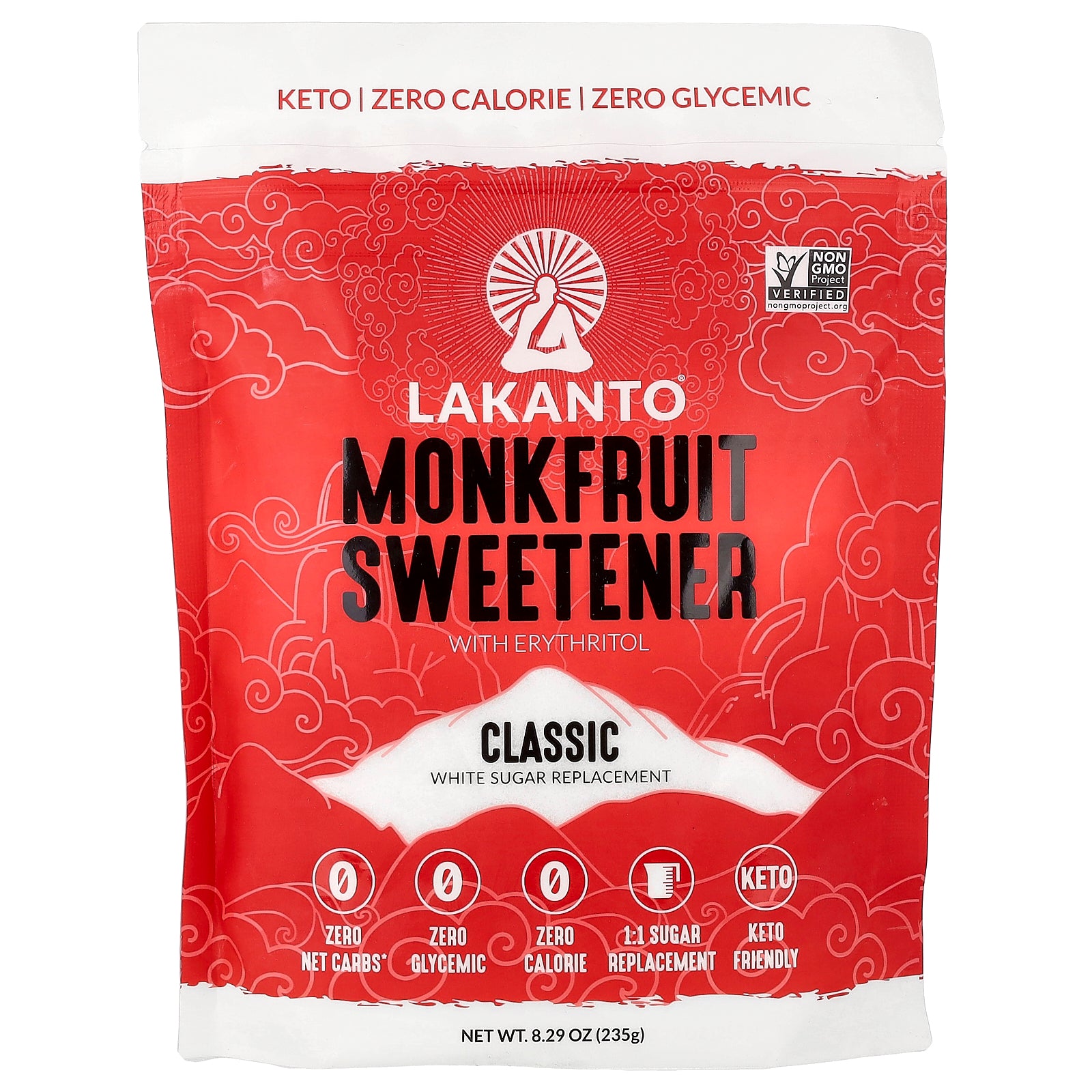 Lakanto, Monkfruit Sweetener with Erythritol, Classic, 8.29 oz (235g)