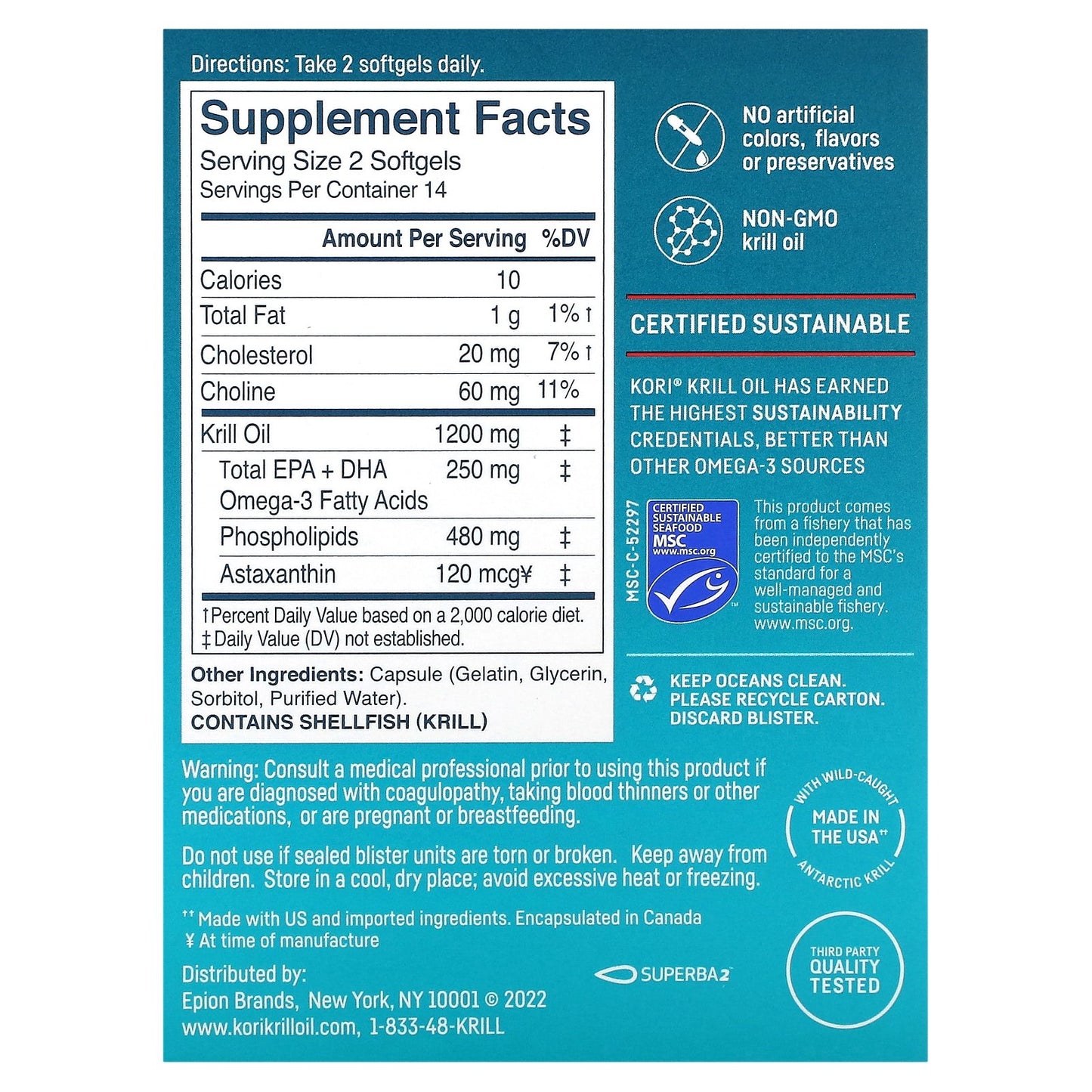 Kori, Pure Antarctic Krill Oil, Multi-Benefit Omega-3, 600 mg, 28 Softgels