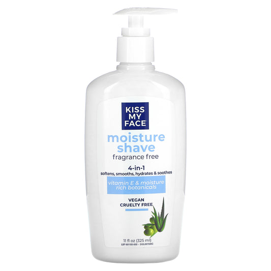 Kiss My Face, 4 in 1 Moisture Shave, Fragrance Free, 11 fl oz (325 ml)